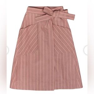REBECCA TAYLOR Pink zip stripe Wrap Midi Skirt Size 10